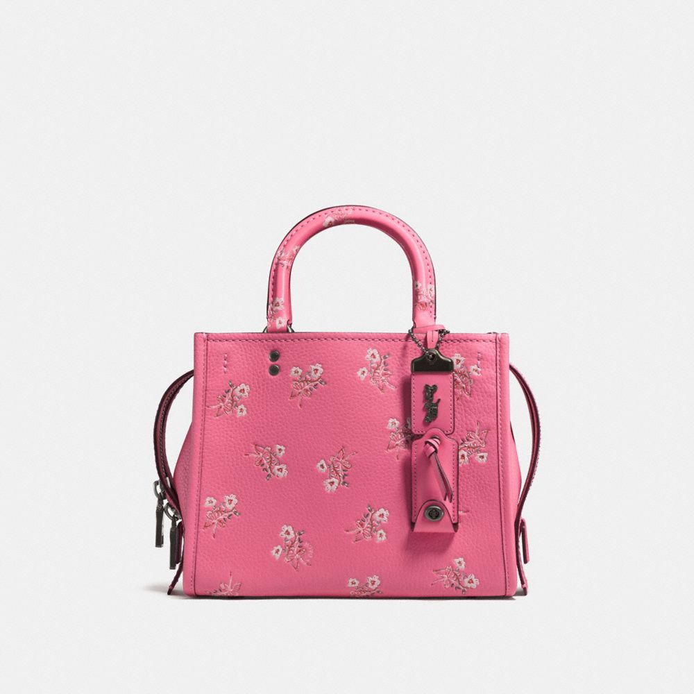COACH F26836 Rogue 25 With Floral Bow Print BRIGHT PINK/BLACK COPPER