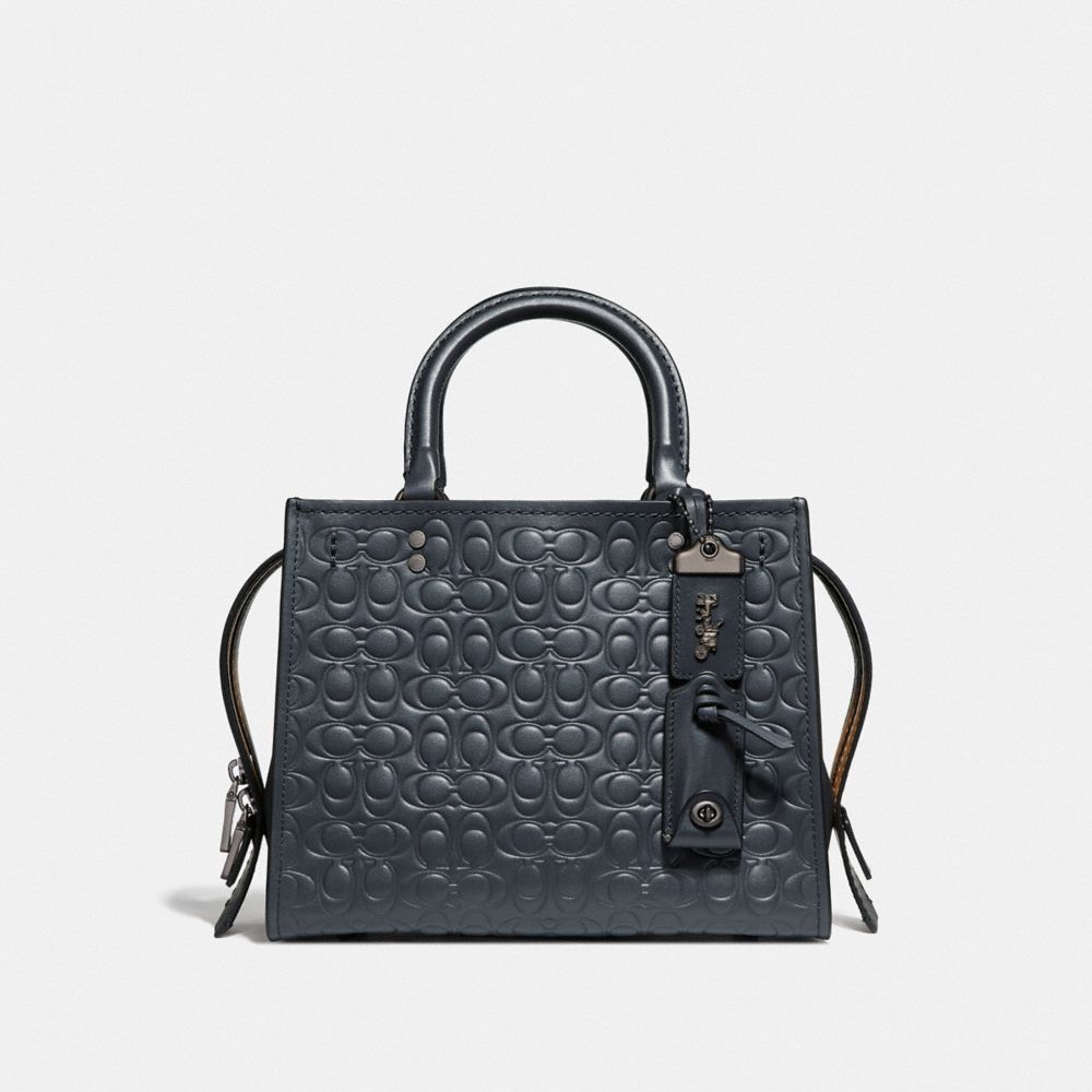 ROGUE 25 IN SIGNATURE LEATHER WITH FLORAL BOW PRINT INTERIOR - BP/MIDNIGHT NAVY - COACH F26839