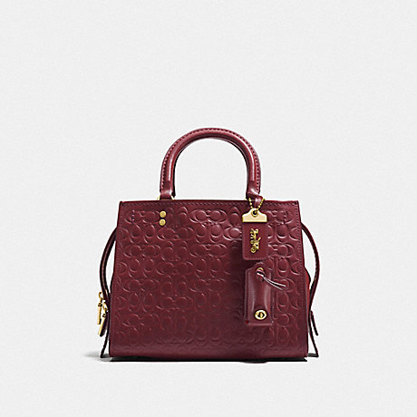 COACH F26839 ROGUE 25 IN SIGNATURE LEATHER WITH FLORAL BOW PRINT INTERIOR BORDEAUX/OLD-BRASS