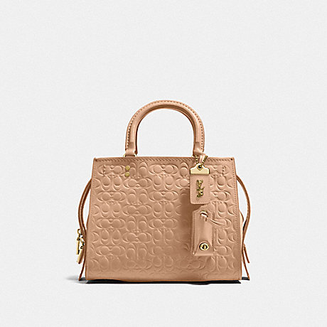 COACH F26839 ROGUE 25 IN SIGNATURE LEATHER WITH FLORAL BOW PRINT INTERIOR BEECHWOOD/OLD BRASS