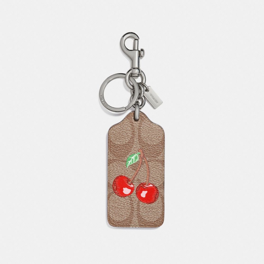 SIGNATURE CHERRY BAG CHARM - COACH f26853 - MAHOGANY/BLACK