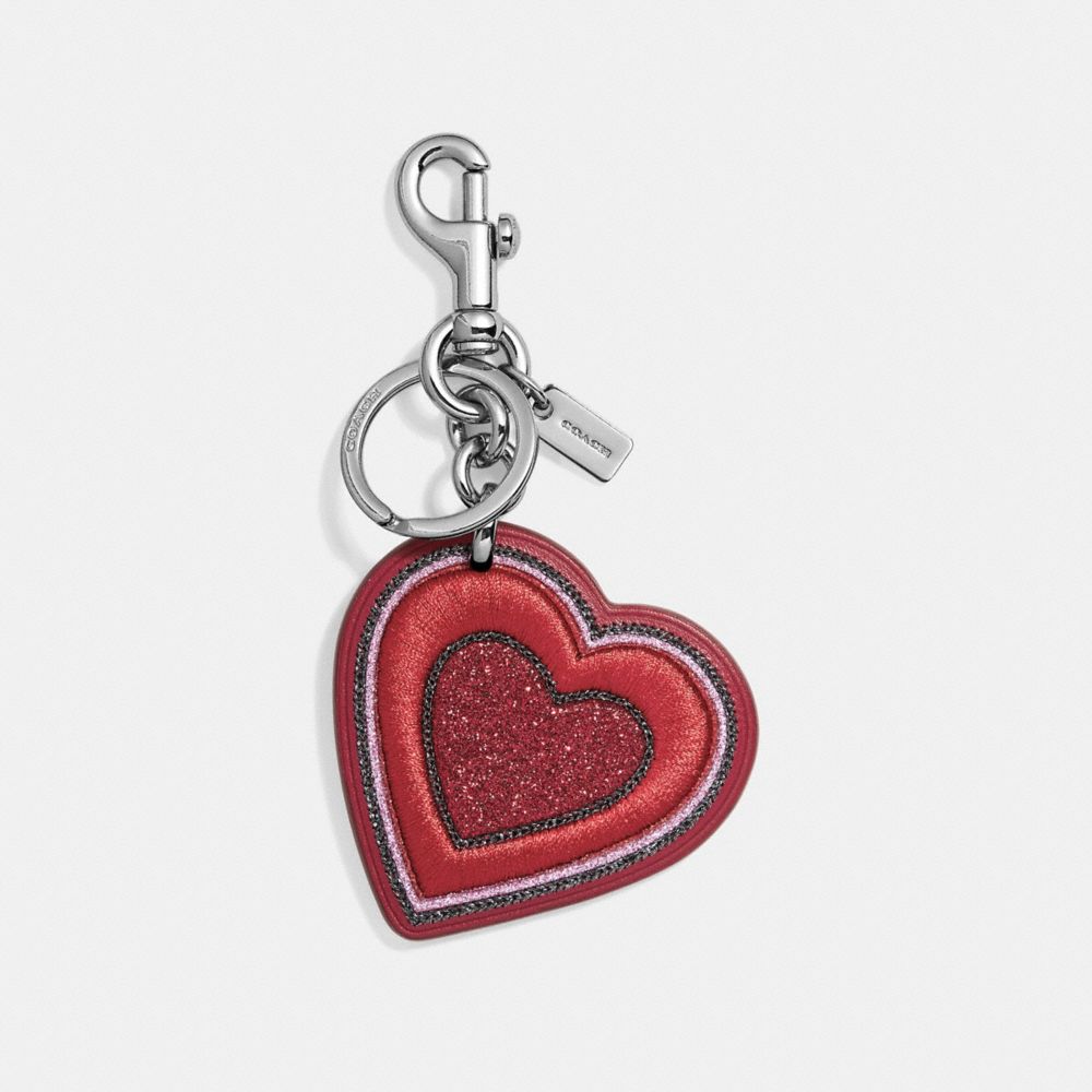 COACH F26896 Pretty Prairie Heart Bag Charm TRUE RED/SILVER