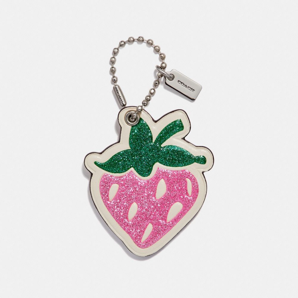 GLITTER STRAWBERRY BAG CHARM - f26898 - MULTI/SILVER