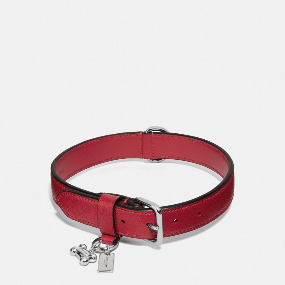 COACH F26904 - LARGE PET COLLAR SILVER/RED