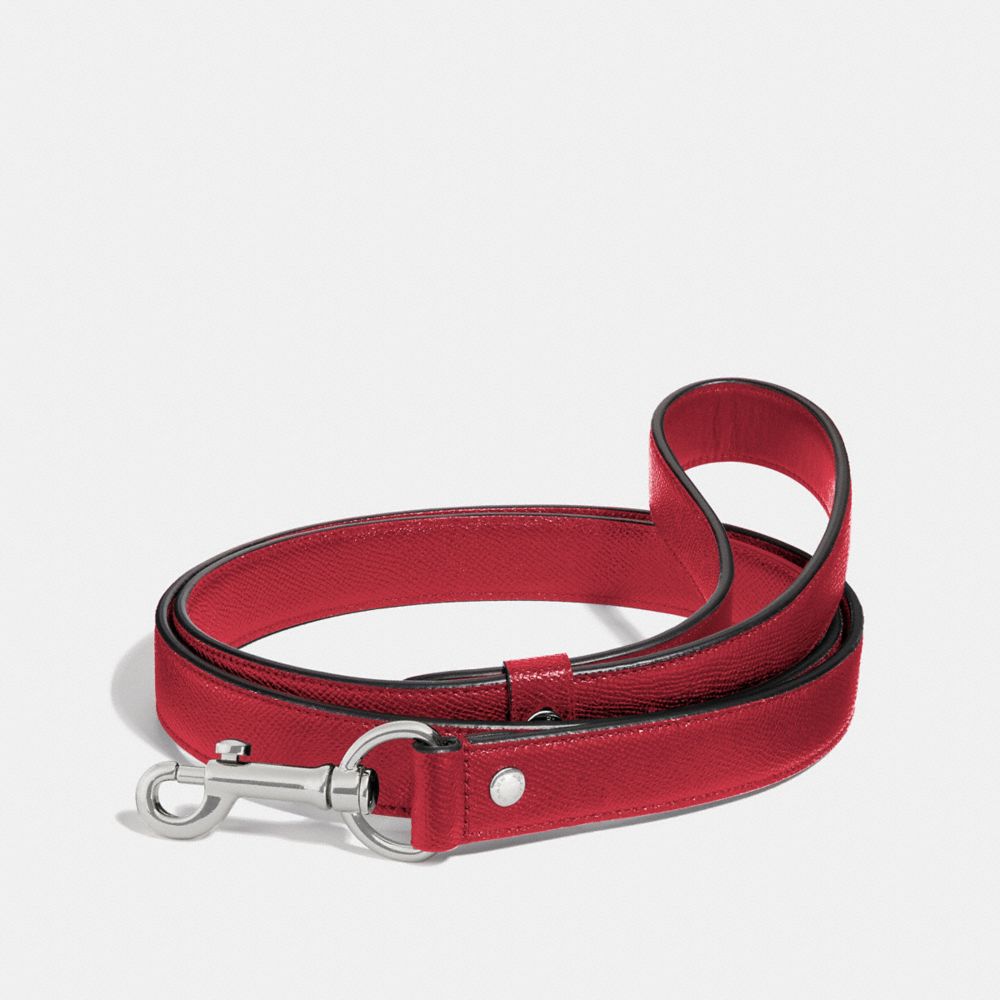 COACH F26905 - LARGE PET LEASH SILVER/RED