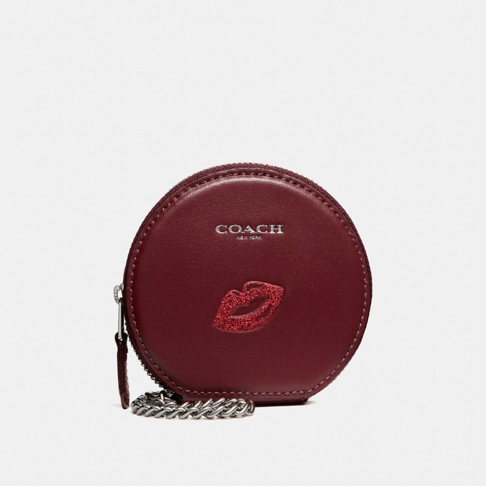 COACH F26935 Round Coin Case With Lips MULTICOLOR 1/SILVER