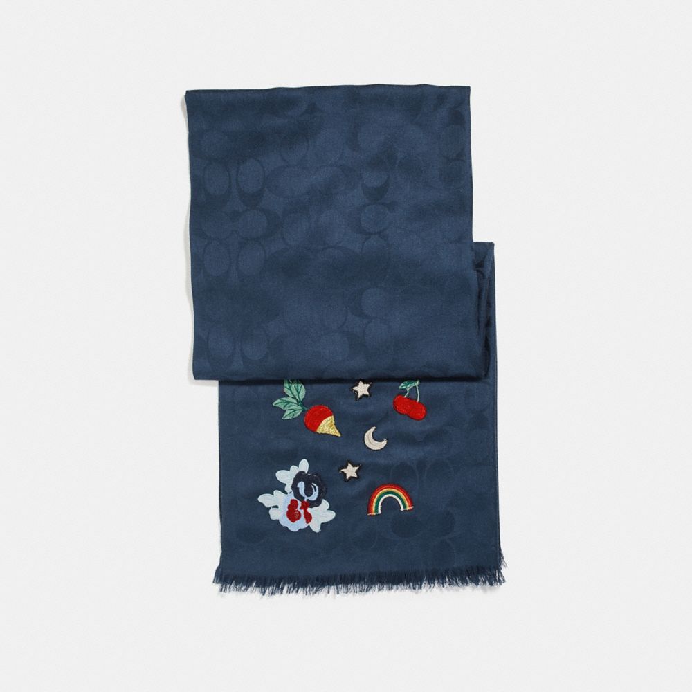DENIM SOUVENIR PATCH SIGNATURE WRAP - COACH f26952 - DENIM