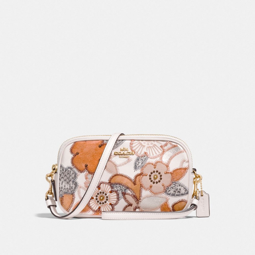 COACH F26953 - SADIE CROSSBODY CLUTCH WITH PATCHWORK TEA ROSE AND SNAKESKIN DETAIL LI/CHALK MULTI