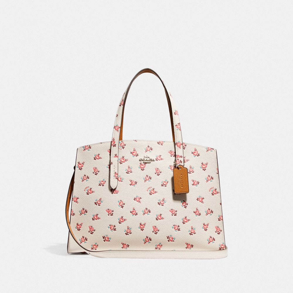 CHARLIE CARRYALL WITH FLORAL BLOOM PRINT - CHALK MULTI/SILVER - COACH F26964