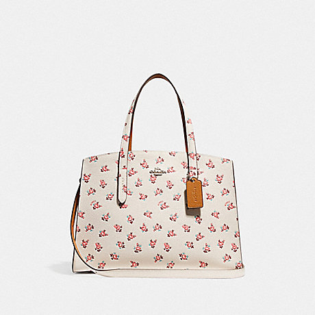 COACH F26964 CHARLIE CARRYALL WITH FLORAL BLOOM PRINT CHALK-MULTI/SILVER