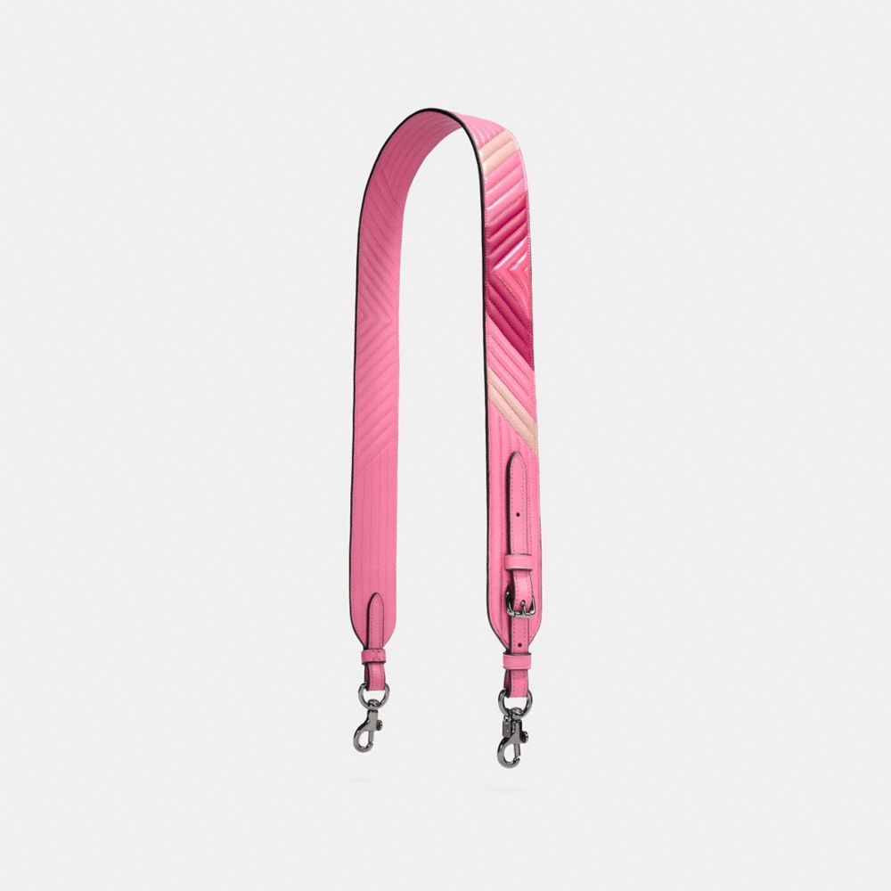 NOVELTY STRAP WITH COLORBLOCK QUILTING - F26968 - BRIGHT PINK/DARK GUNMETAL