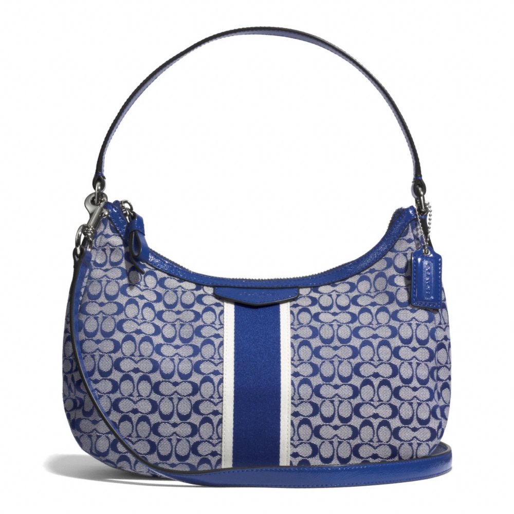 COACH SIGNATURE STRIPE 6CM DEMI CROSSBODY - SILVER/NAVY/NAVY - F26981