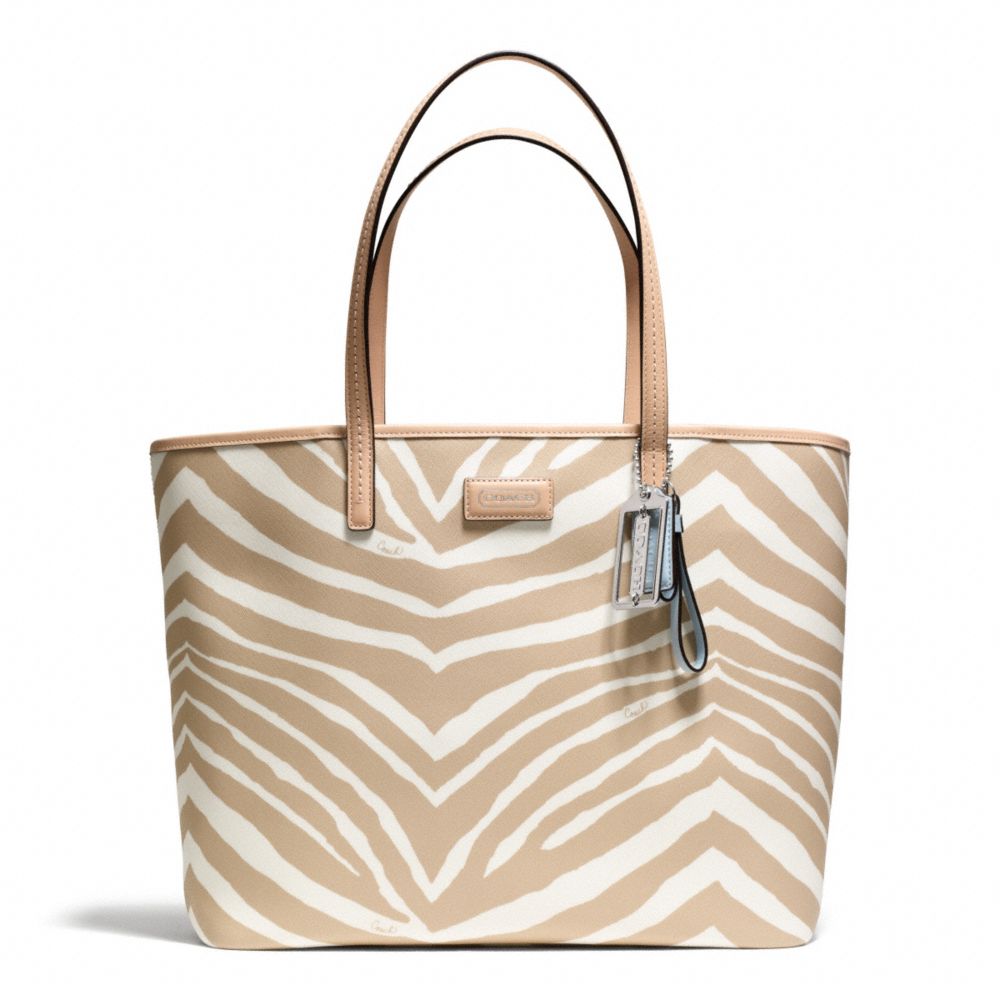 COACH PARK METRO ZEBRA TAN / BLACK LARGE TOTE