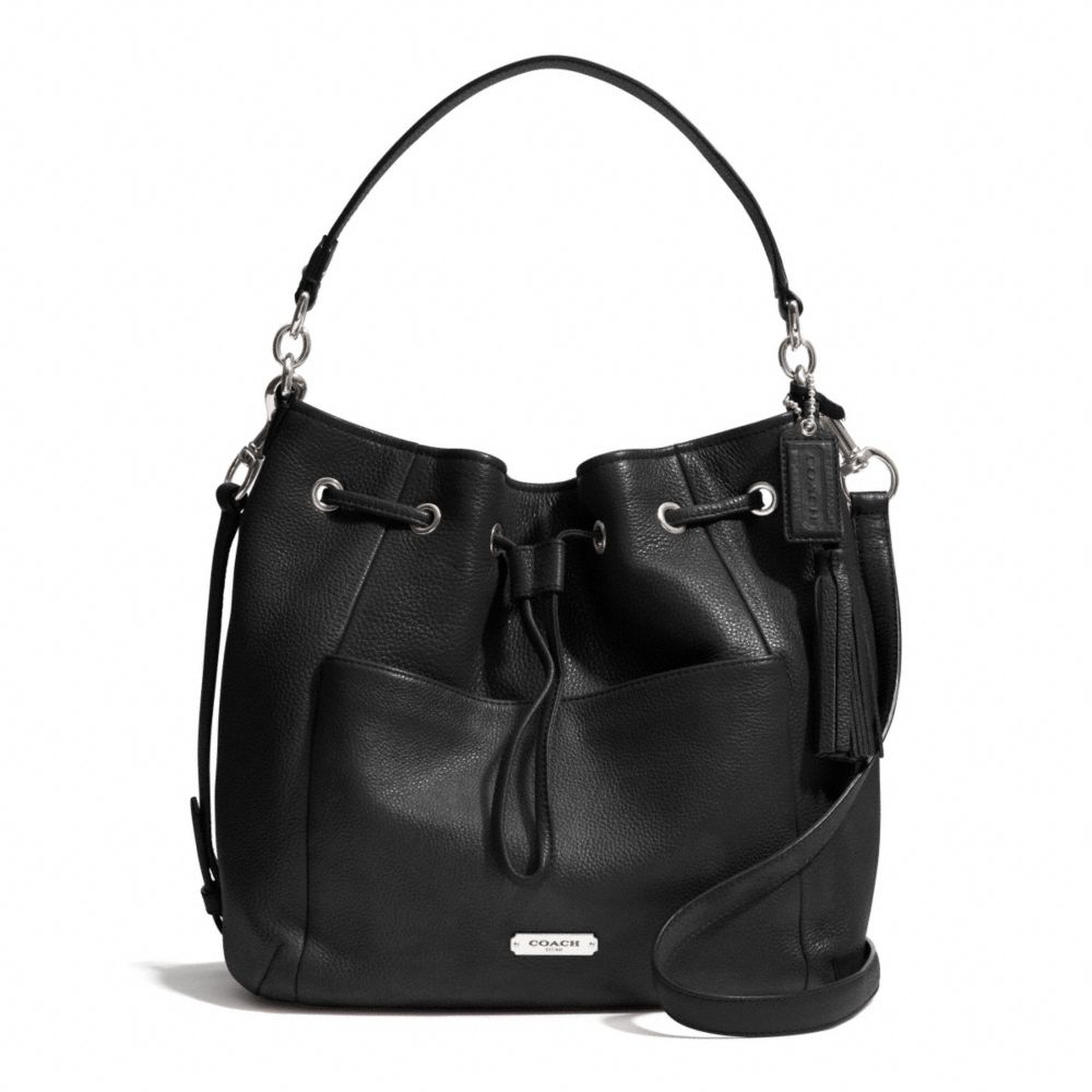 COACH F27003 - AVERY LEATHER DRAWSTRING SILVER/BLACK