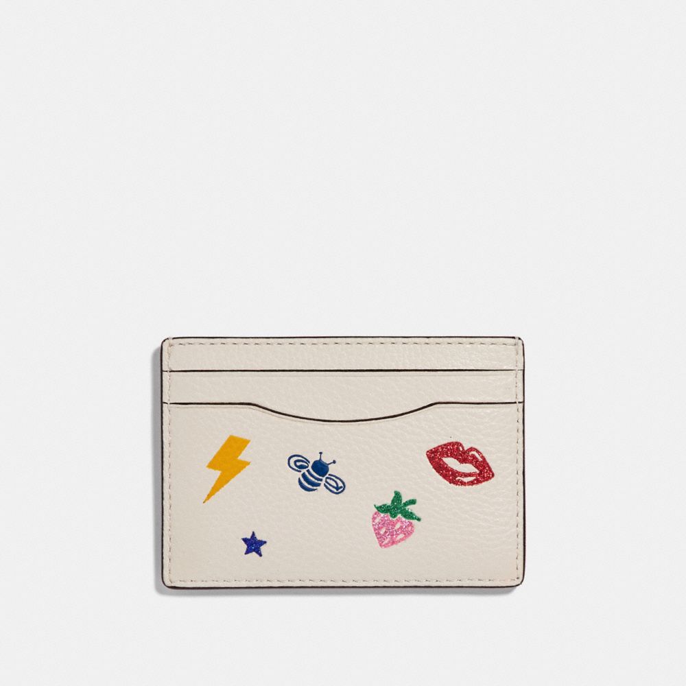 CARD CASE WITH ALLOVER MOTIFS - f27035 - CHALK MULTI/SILVER