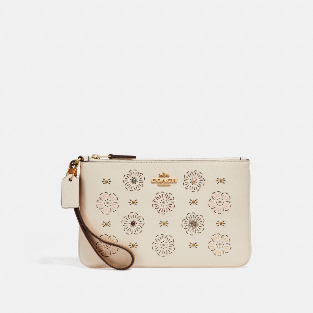 COACH F27089 SMALL WRISTLET WITH CUT OUT TEA ROSE CHALK/LIGHT GOLD