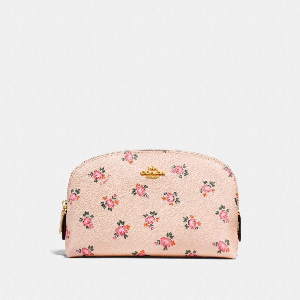COSMETIC CASE 17 WITH FLORAL BLOOM PRINT - BEECHWOOD FLORAL BLOOM/LIGHT GOLD - COACH F27092