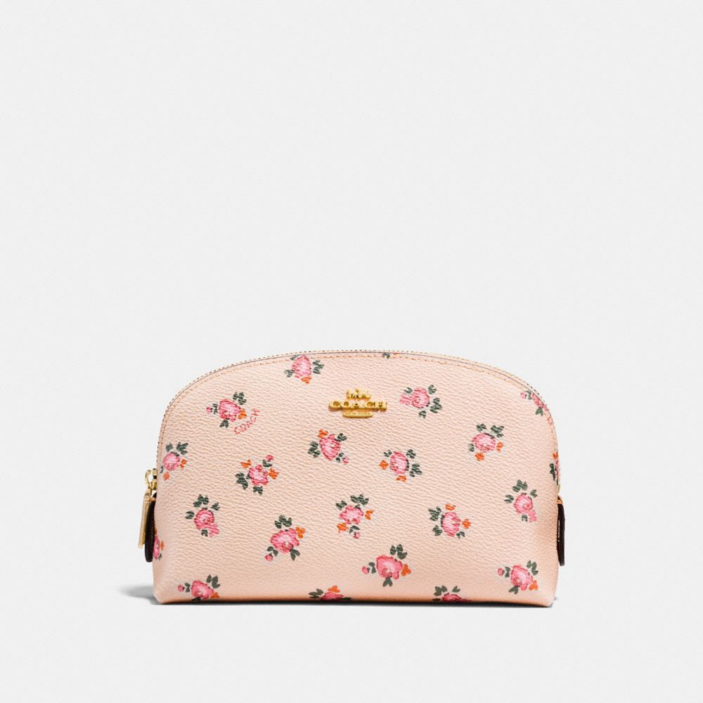 COACH F27092 Cosmetic Case 17 With Floral Bloom Print BEECHWOOD FLORAL BLOOM/LIGHT GOLD