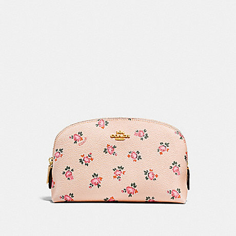 COACH COSMETIC CASE 17 WITH FLORAL BLOOM PRINT - BEECHWOOD FLORAL BLOOM/LIGHT GOLD - F27092