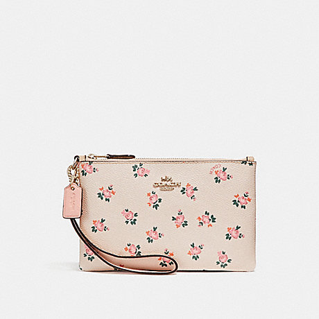 COACH f27094 SMALL WRISTLET WITH FLORAL BLOOM PRINT BEECHWOOD FLORAL BLOOM/LIGHT GOLD