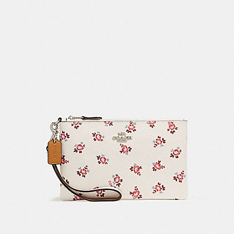 COACH SMALL WRISTLET WITH FLORAL BLOOM PRINT - CHALK FLORAL BLOOM/SILVER - f27094