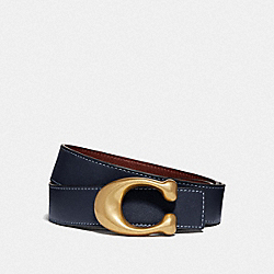 SIGNATURE BUCKLE REVERSIBLE BELT, 32MM - MIDNIGHT NAVY/WINE - COACH F27099