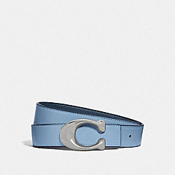 COACH F27099 Signature Buckle Reversible Belt, 32mm LIGHT BLUE/DENIM