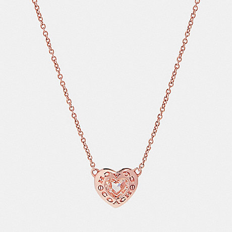 COACH OPEN CIRCLE HEART NECKLACE - ROSEGOLD - f27135