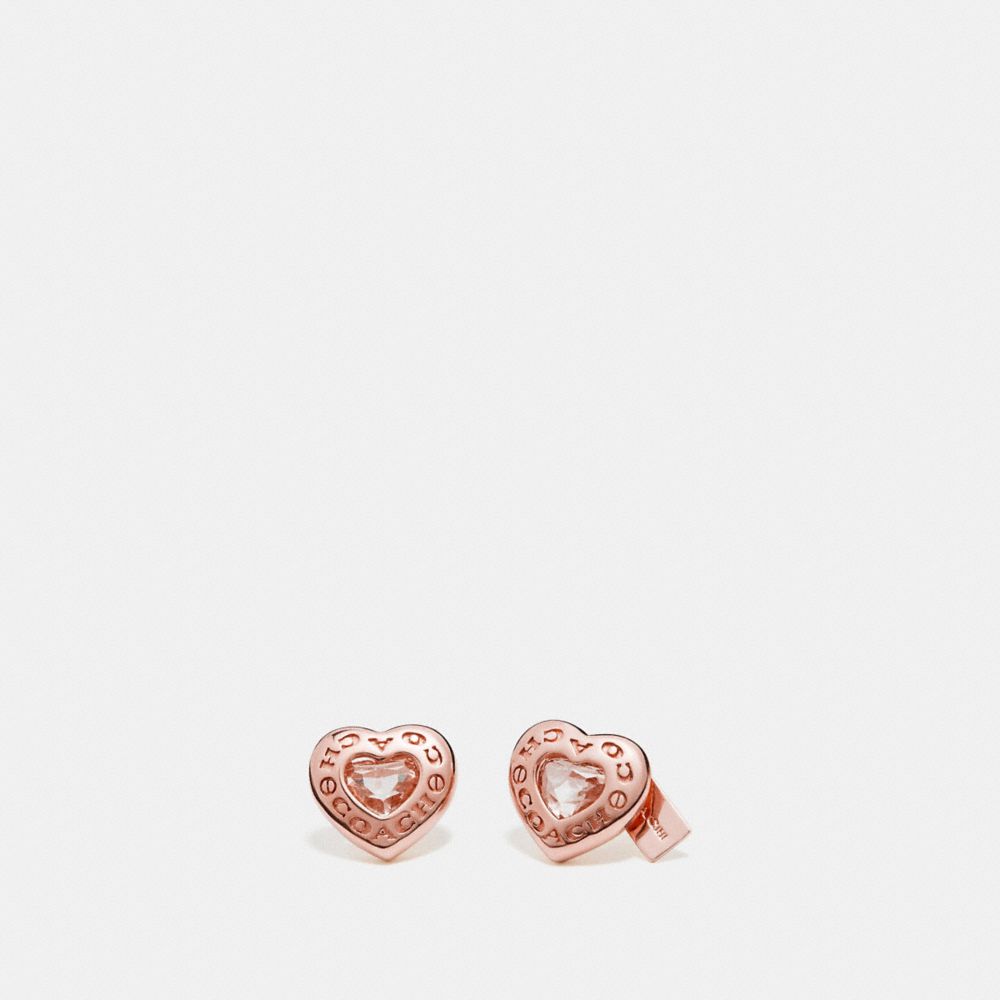 OPEN CIRCLE HEART STUD EARRINGS - ROSEGOLD - COACH F27137