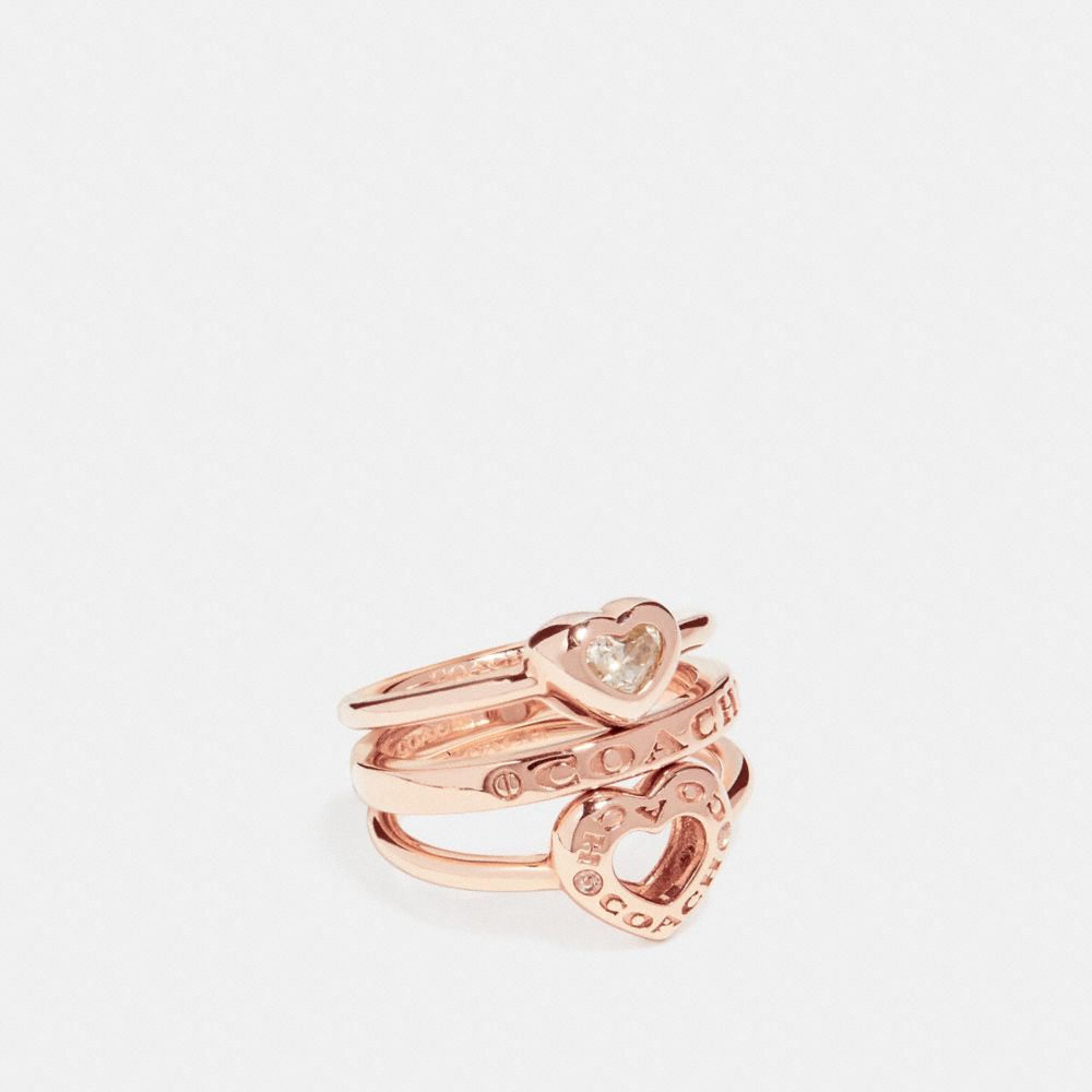 OPEN CIRCLE HEART RING SET - COACH f27138 - ROSEGOLD