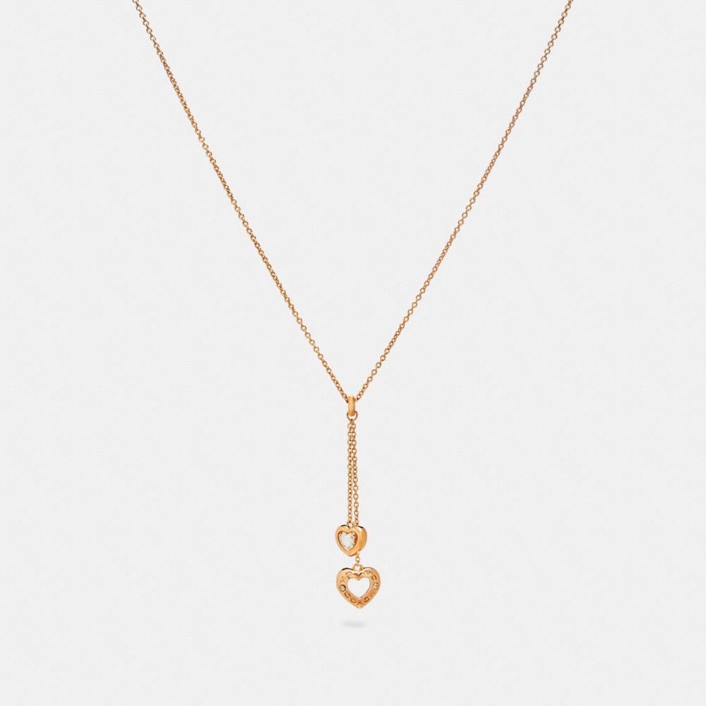 OPEN CIRCLE HEART LARIAT NECKLACE - f27144 - ROSEGOLD