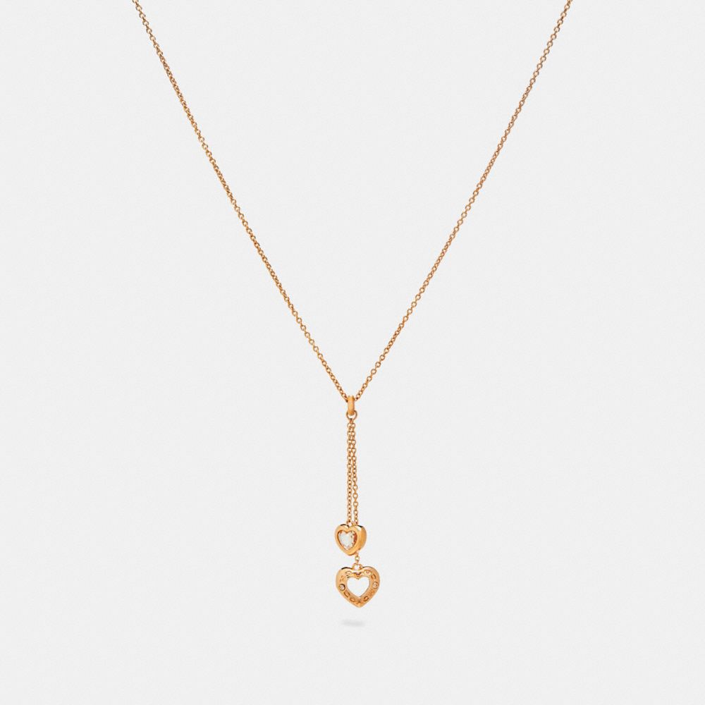 COACH f27144 OPEN CIRCLE HEART LARIAT NECKLACE ROSEGOLD