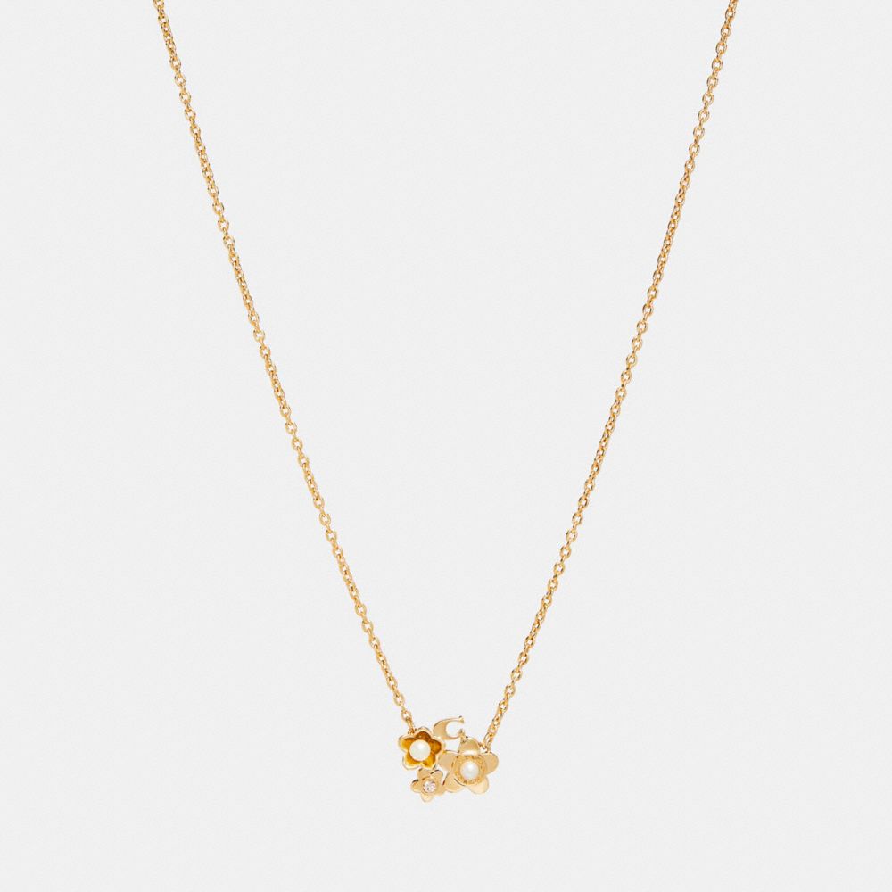 BLOOMING FLORA CLUSTER NECKLACE - f27168 - GOLD