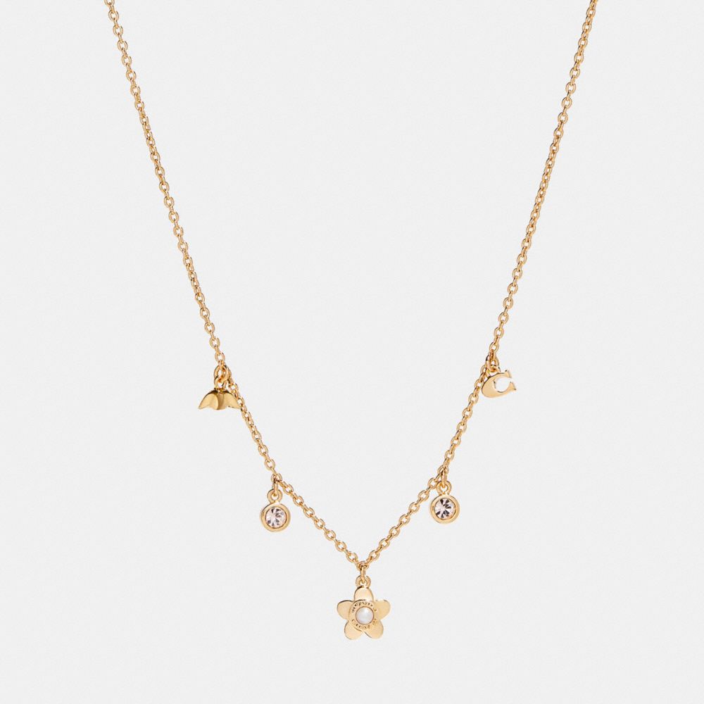 BLOOMING FLORA CHARM NECKLACE - f27170 - GOLD