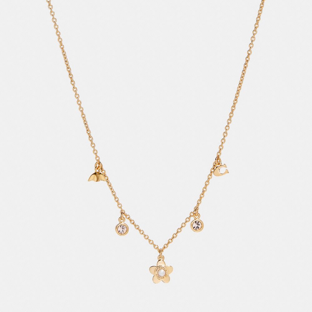 COACH F27170 Blooming Flora Charm Necklace GOLD