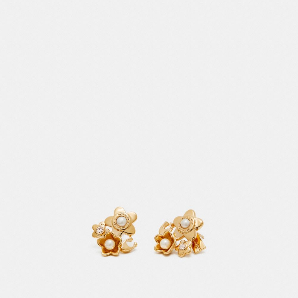 COACH f27171 BLOOMING FLORA CLUSTER EARRINGS GOLD