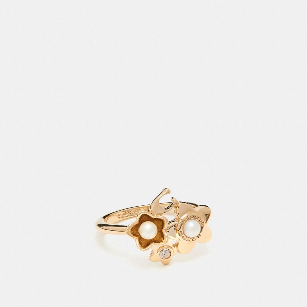 COACH BLOOMING FLORA CLUSTER RING - GOLD - f27175