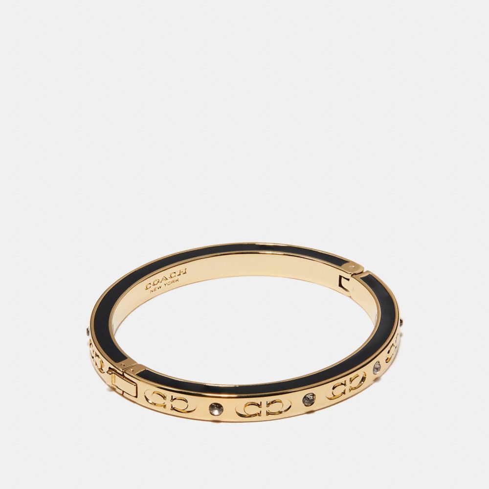 KISSING C HINGED BANGLE - f27177 - BLACK/GOLD