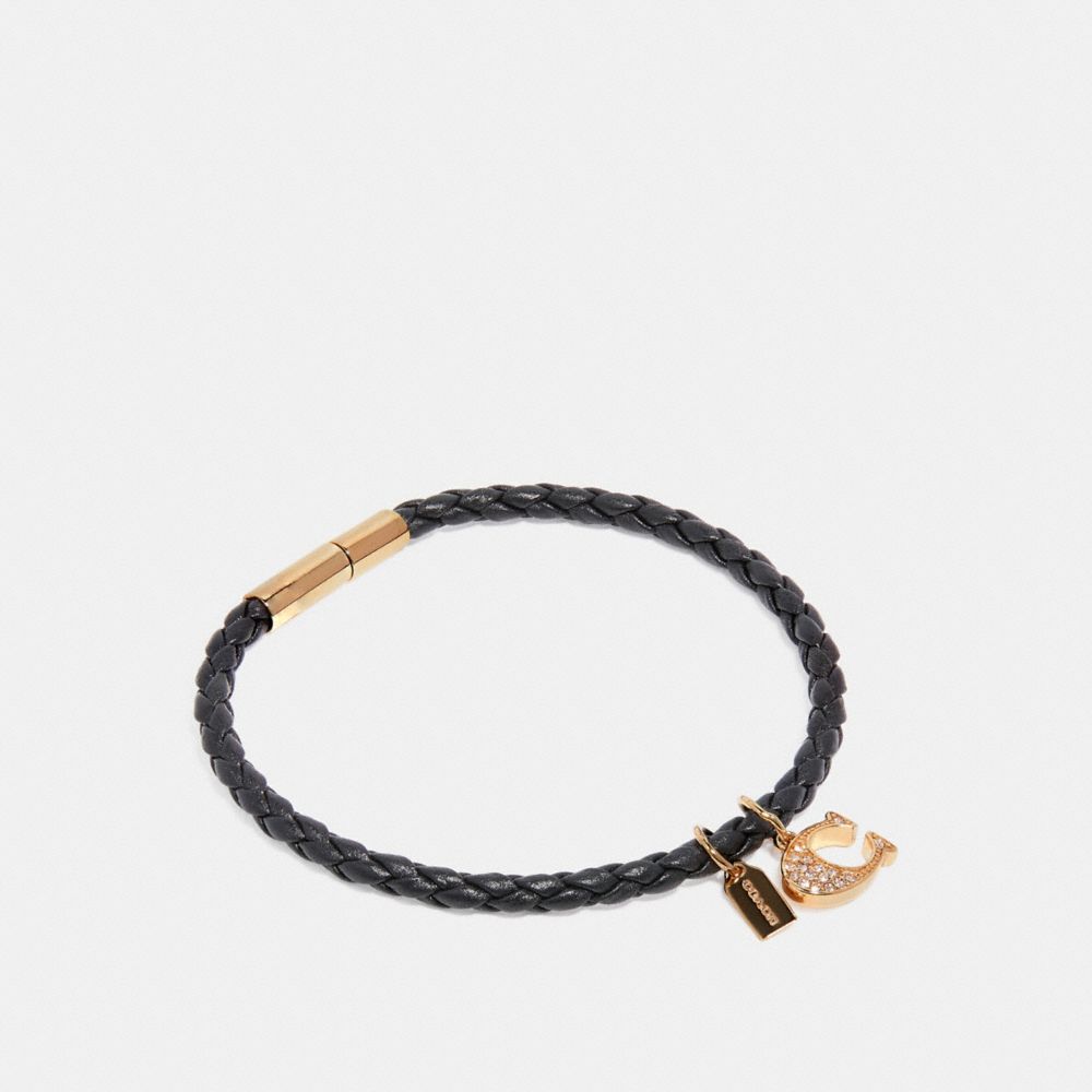 COACH F27192 - SIGNATURE LEATHER BRACELET BLACK/GOLD