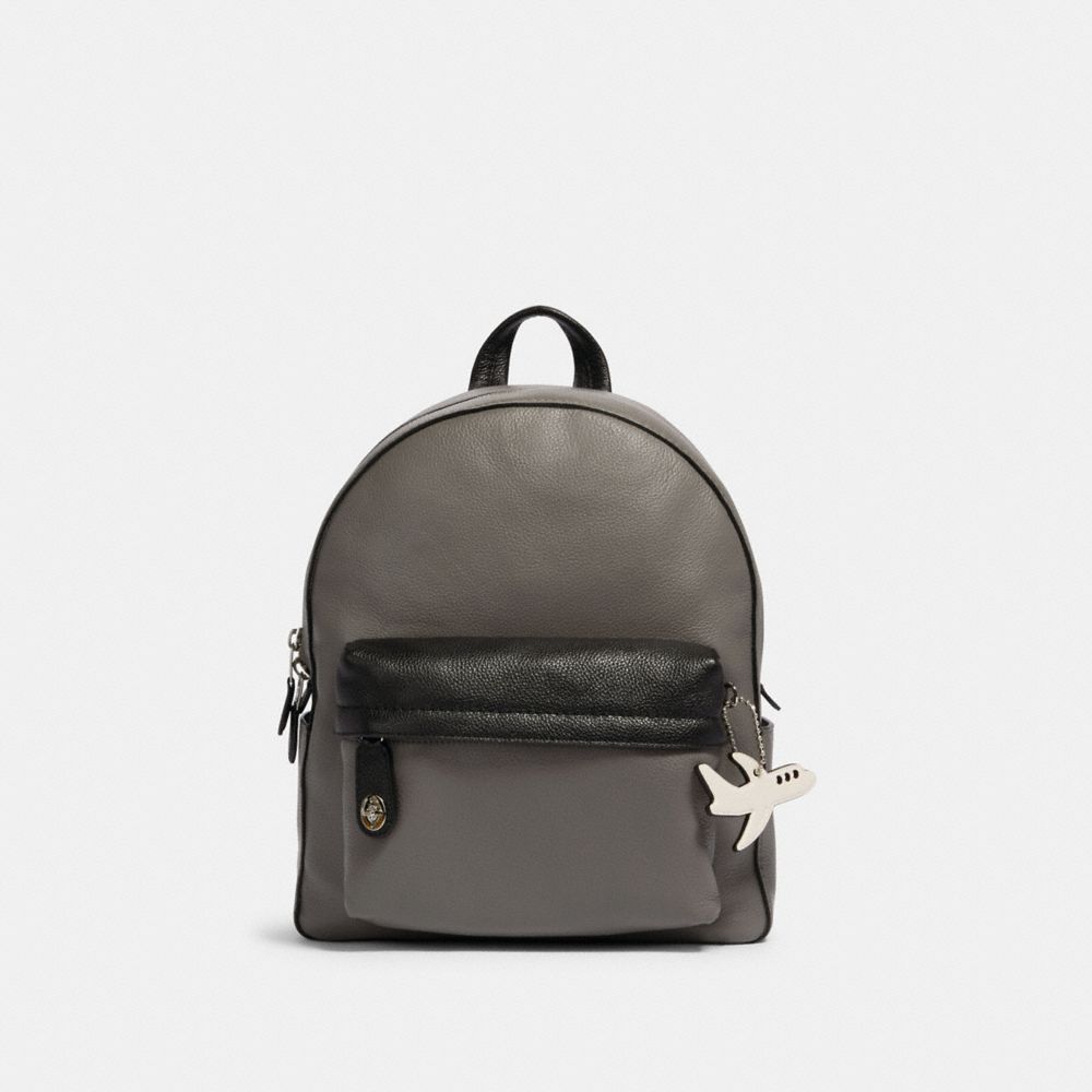COACH F27212 Campus Backpack In Colorblock With Airplane SV/HEATHER GREY BLACK