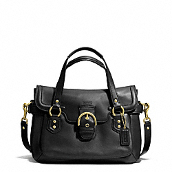COACH F27231 Campbell Leather Small Flap Satchel BRASS/BLACK