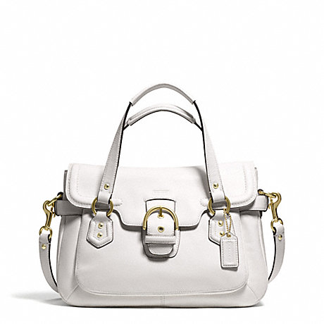 COACH F27231 CAMPBELL LEATHER SMALL FLAP SATCHEL BRASS/IVORY