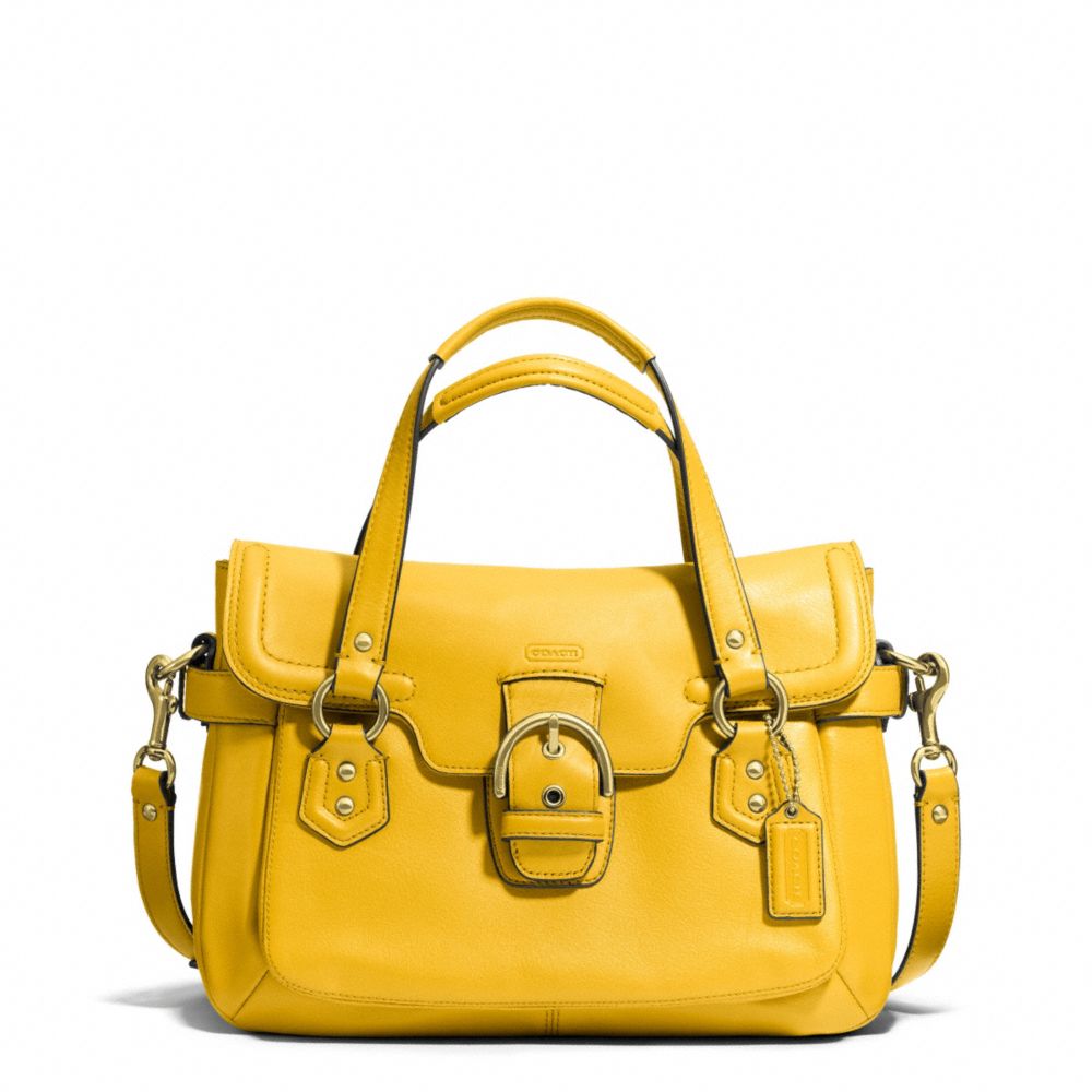 CAMPBELL LEATHER SMALL FLAP SATCHEL - f27231 - BRASS/SUNFLOWER