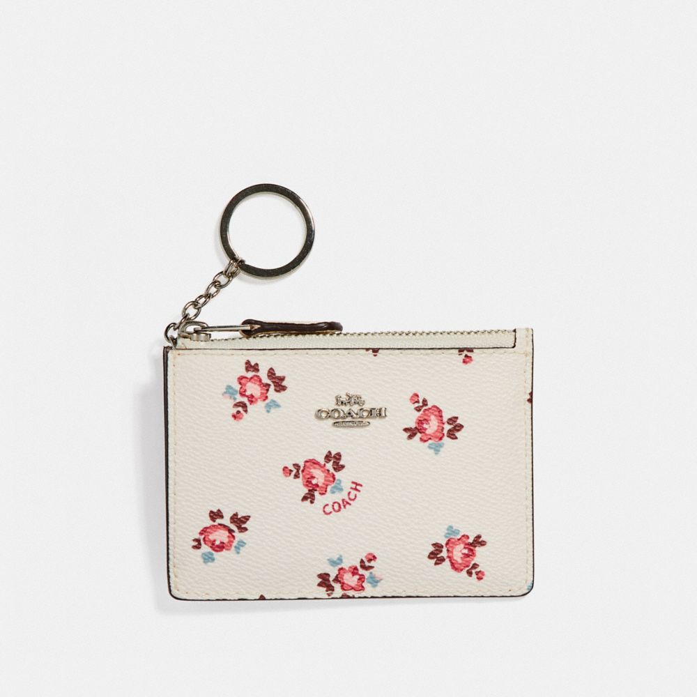 COACH MINI SKINNY ID CASE WITH FLORAL BLOOM PRINT - SV/CHALK FLORAL BLOOM - F27275