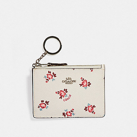 COACH F27275 MINI SKINNY ID CASE WITH FLORAL BLOOM PRINT SV/CHALK FLORAL BLOOM