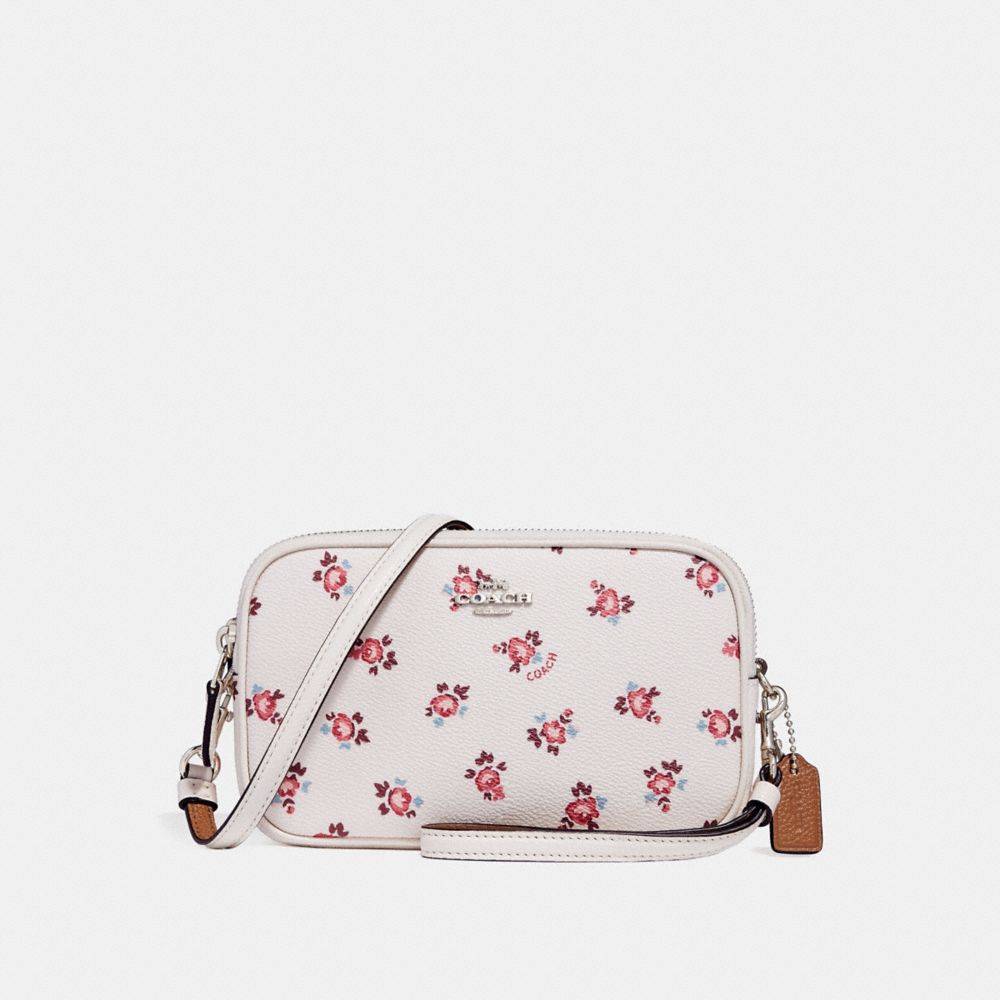 COACH F27276 CROSSBODY CLUTCH WITH FLORAL BLOOM PRINT CHALK FLORAL BLOOM/SILVER