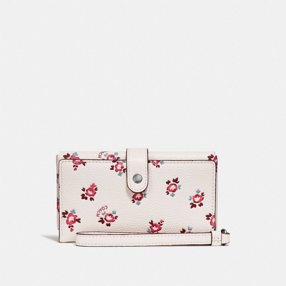 COACH F27277 PHONE WRISTLET WITH FLORAL BLOOM PRINT CHALK FLORAL BLOOM/SILVER