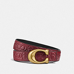 COACH F27292 - SIGNATURE BUCKLE REVERSIBLE BELT, 32MM WINE/BLACK BRASS