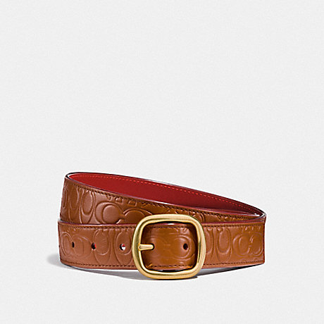 COACH F27293 SIGNATURE BUCKLE REVERSIBLE BELT, 32MM 1941 SADDLE/1941 RED