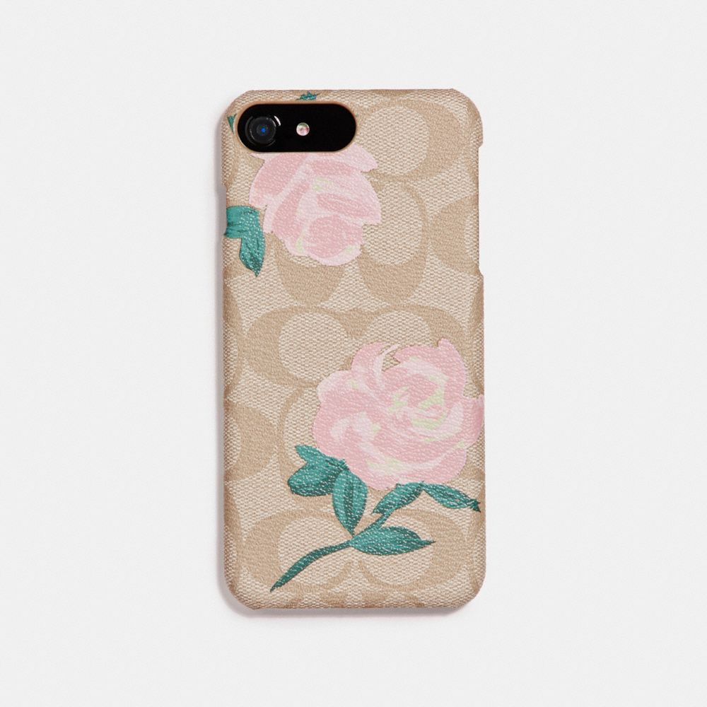 SIGNATURE ROSE PRINT IPHONE CASE - IVORY BLUSH - COACH F27295